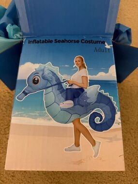 Inflatable Blue Seahorse Kids Costume - Adult